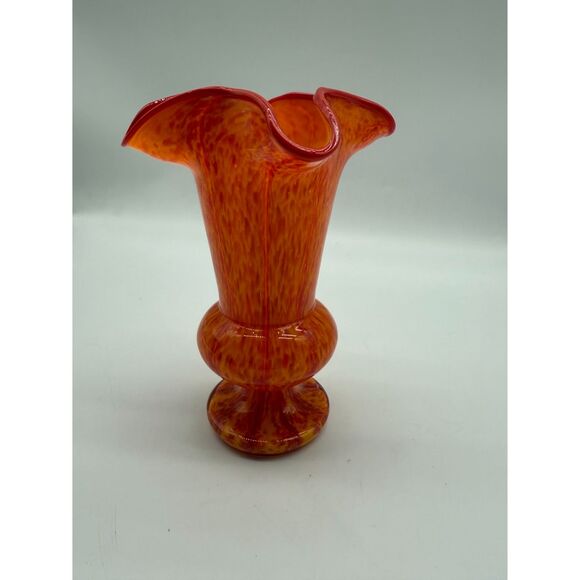 vintage Fenton Thumbprint orange glass vase - Picture 4 of 6